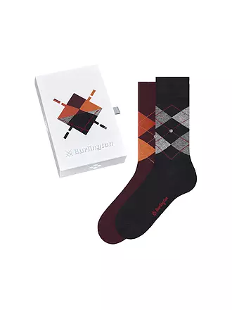 BURLINGTON | Coffret cadeau de 2 paires de chaussettes pour homme, tailles 40-46, assortiment | dunkelrot